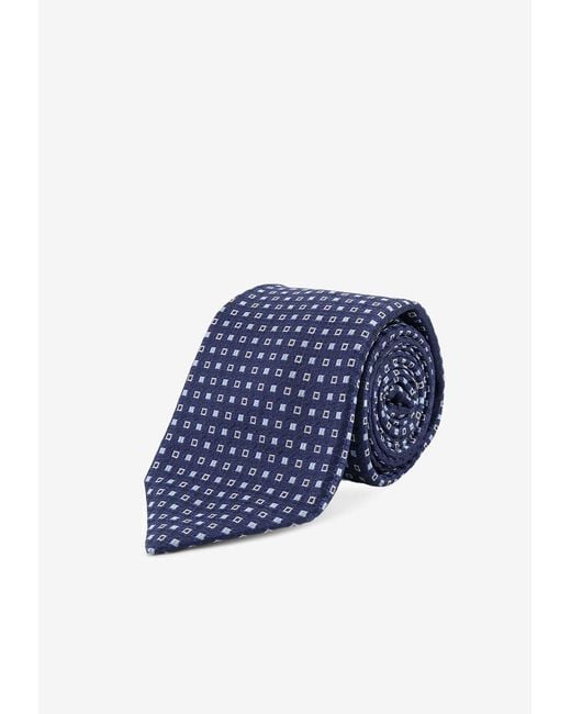 Kiton Blue Patterned Silk Tie for men