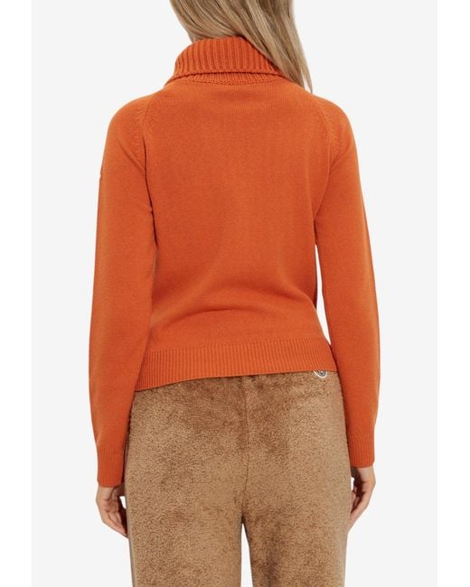 Moncler Orange Collared Knit Sweater