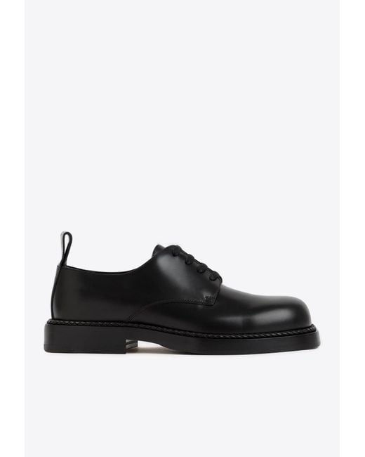 Bottega Veneta Black Strut Calf Leather Derby Shoes for men