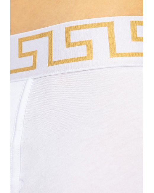 Versace White Greca Border Trunks With Medusa for men