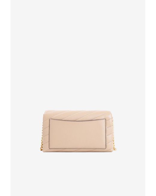 Tory Burch Kira Chevron Chain Crossbody Bag In Nappa Leather in Natural