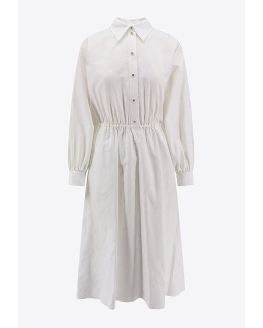 Gucci White Classic Oxford Midi Dress