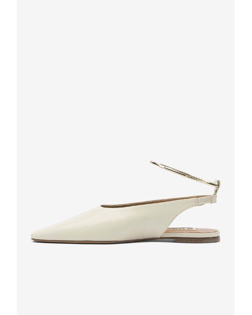 Jil Sander White Leather Pointed-Toe Flats