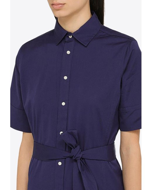 Polo Ralph Lauren Blue Belted Midi Shirt Dress