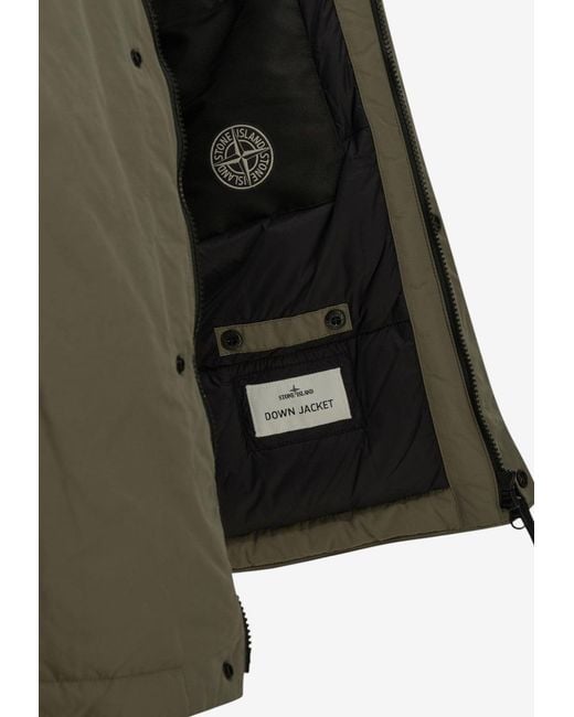 Stone Island Green Compass Patch Padded Jacket for men