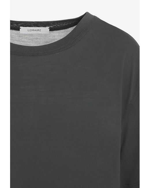 Lemaire Black Short-Sleeved Silk T-Shirt