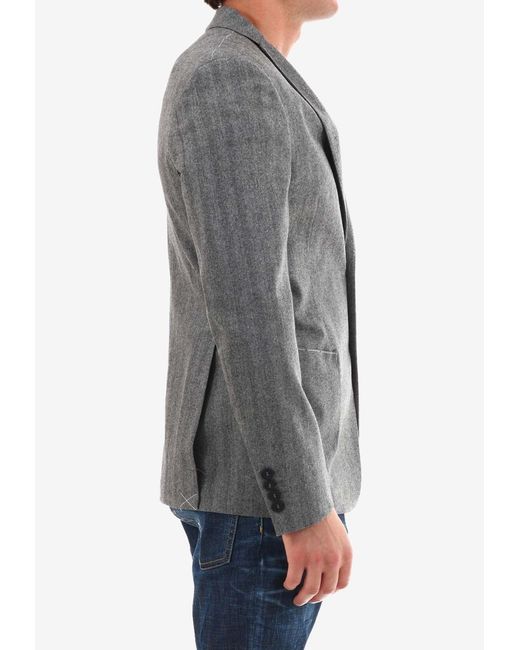 Tonello Gray Single-Breasted Wool Jacket for men