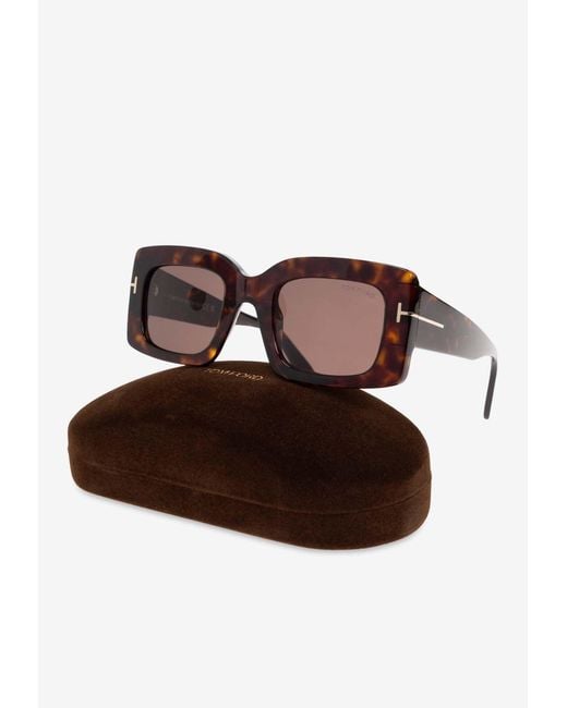 Tom Ford Brown Brigitta Rectangular Sunglasses