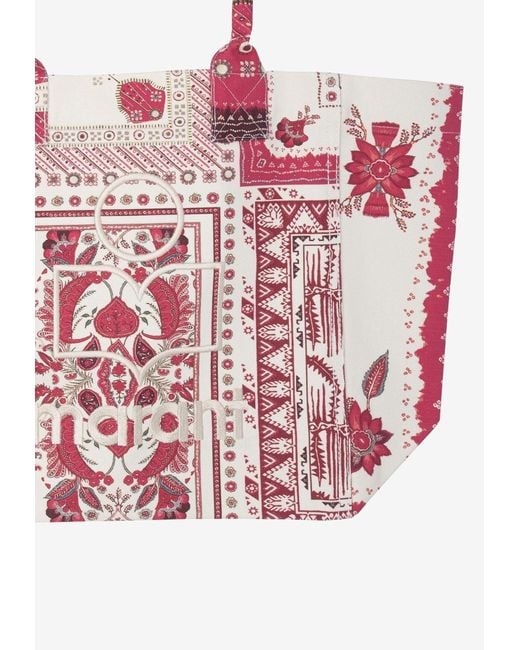 Isabel Marant Pink Small Yenky Printed Canvas Tote Bag