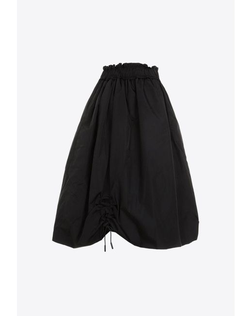 Simone Rocha Black Elasticated Ruched Midi Skirt