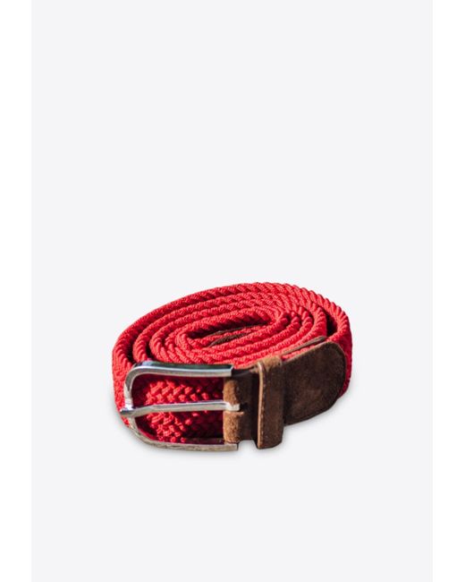 Les Canebiers Red Taillat Braided Belt With Suede Endings for men