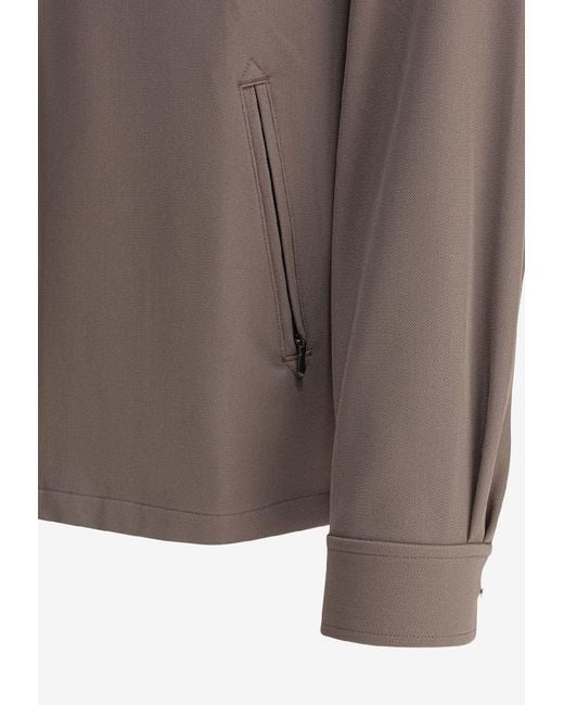 Needles Brown Sport Zipped Overshirt for men