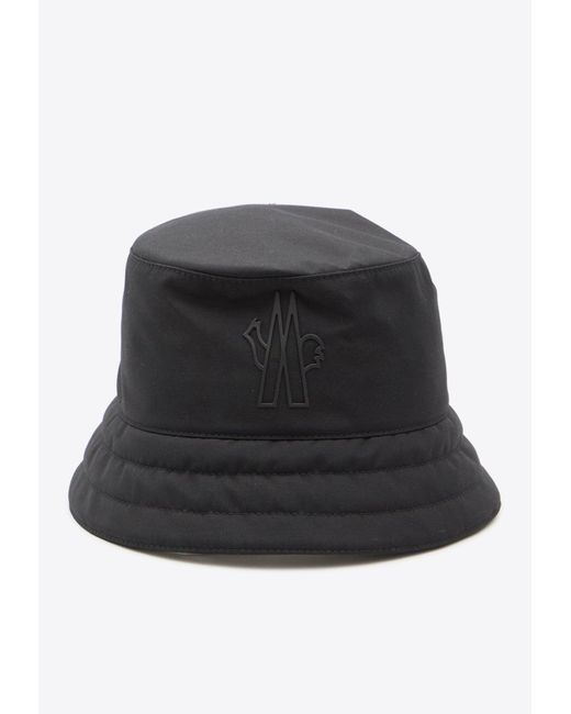 3 MONCLER GRENOBLE Black Logo-Embossed Quilted Bucket Hat