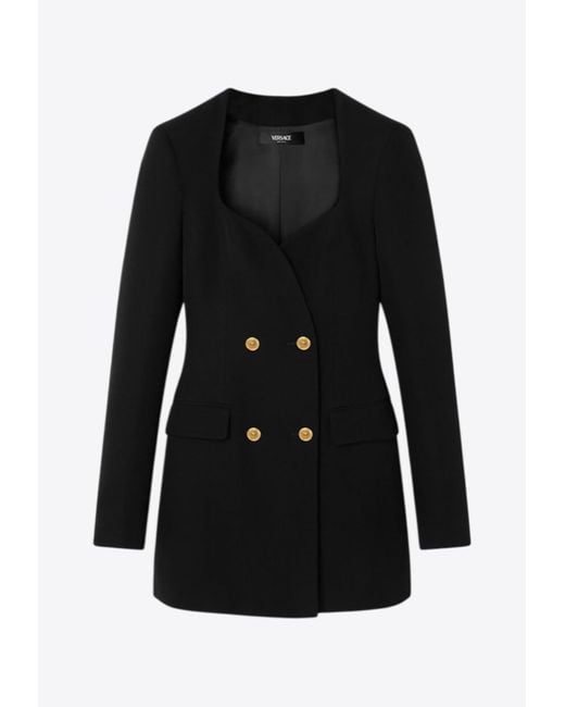 Versace Black Double-Breasted Mini Blazer Dress
