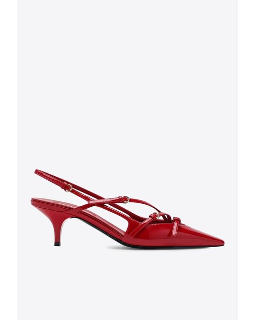 Miu Miu Red Logo Patent Slingback Pump
