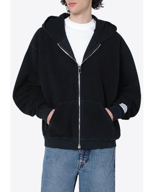 GALLERY DEPT. Black Logo-Patch Zip-Up Sweatshirt for men