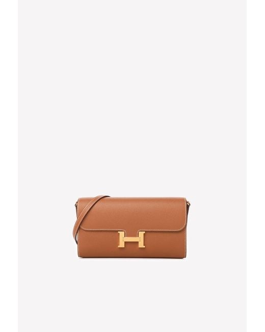Hermès White Constance To Go Wallet In Gold Epsom With Gold Hardware