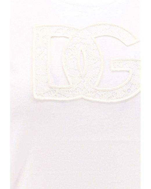 Dolce & Gabbana White Logo Patch Crewneck T-Shirt