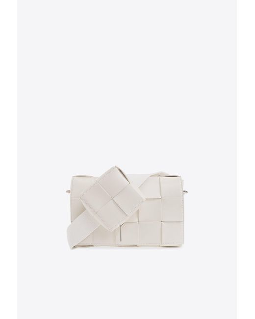 Bottega Veneta White Medium Cassette Intrecciato Shoulder Bag for men