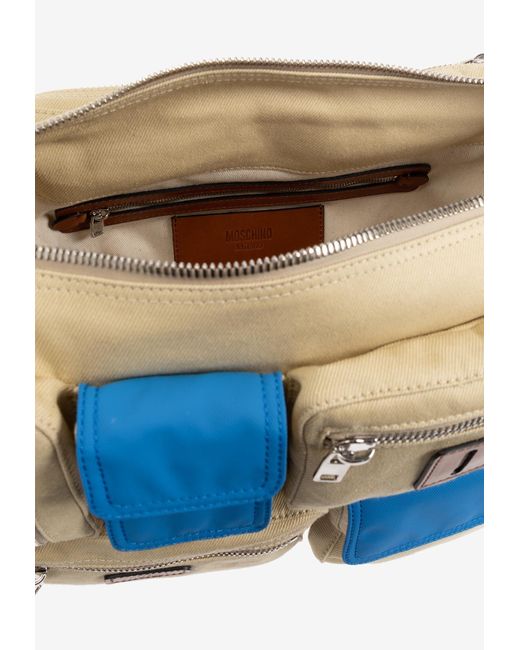 Moschino Blue Top Zipped Shoulder Bag for men