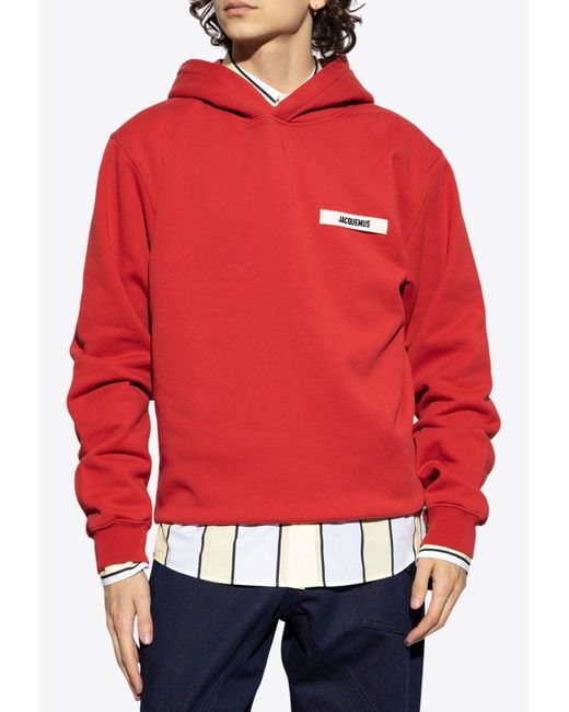 Jacquemus Red Gros Grain Hooded Sweatshirt for men