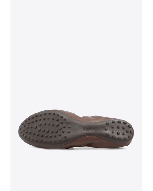 Tod's Brown Dee Ring Leather Ballet Flats