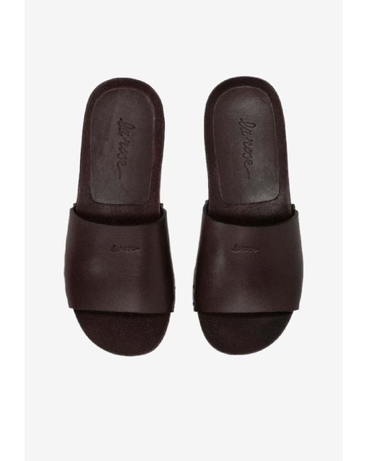 LA ROSE White Studded Leather Clogs