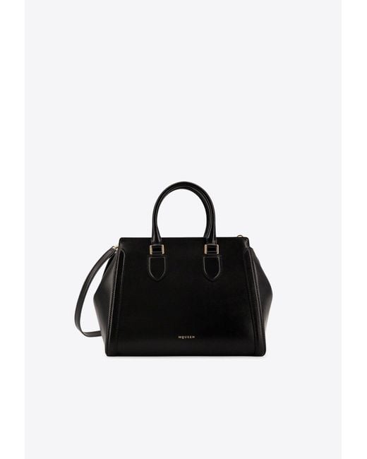Alexander McQueen Black Large Birdee Leather Top Handle Bag