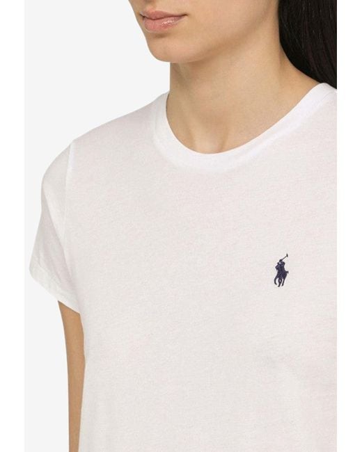 Polo Ralph Lauren White Logo-Embroidered Crewneck T-Shirt