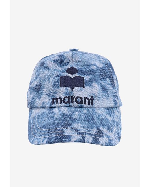 Isabel Marant Blue Tyron Tie-Dye Logo Baseball Cap for men