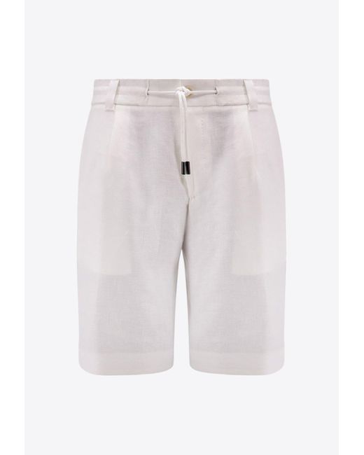 Boss Blue Linen Bermuda Shorts for men