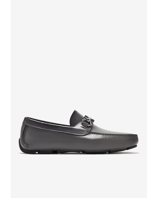 Ferragamo White Parigi Gancini Buckle Loafers for men