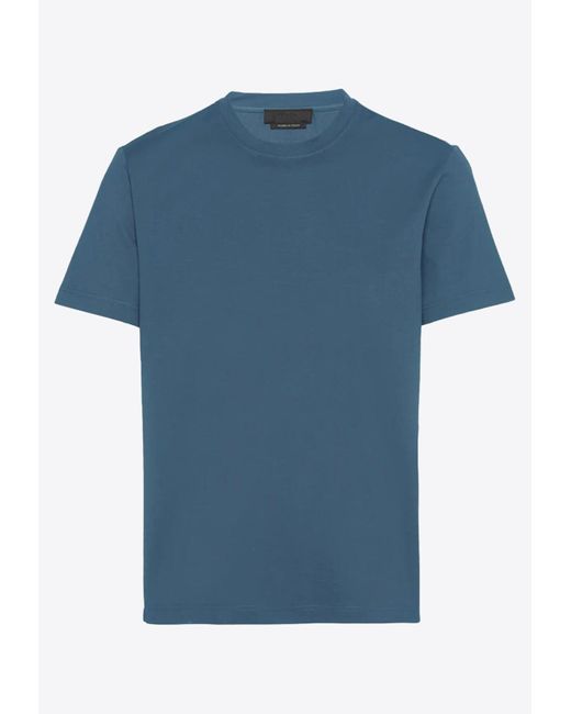 Prada Blue Basic Crewneck T-Shirt for men