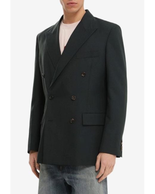 1989 STUDIO Black Double-Breasted Buttoned Blazer for men