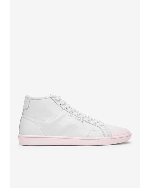 Saint Laurent White Court Classic Sl/39 High-top Leather Sneakers