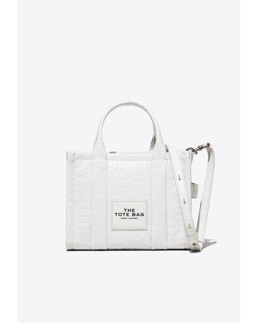 Marc Jacobs White The Small Croc-Embossed Leather Tote Bag