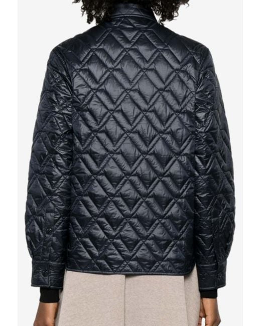 Moncler Blue Logo-Patched Buttoned Jacket