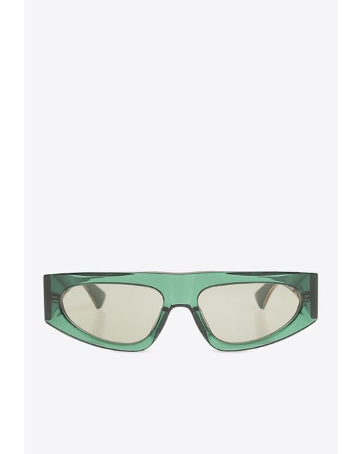 Bottega Veneta Green Rectangular Logo Sunglasses