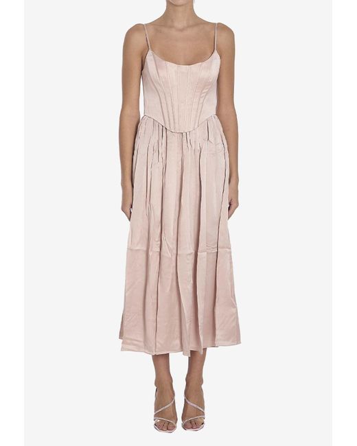 Zimmermann Women's Pink Corset Silk Midi Dress