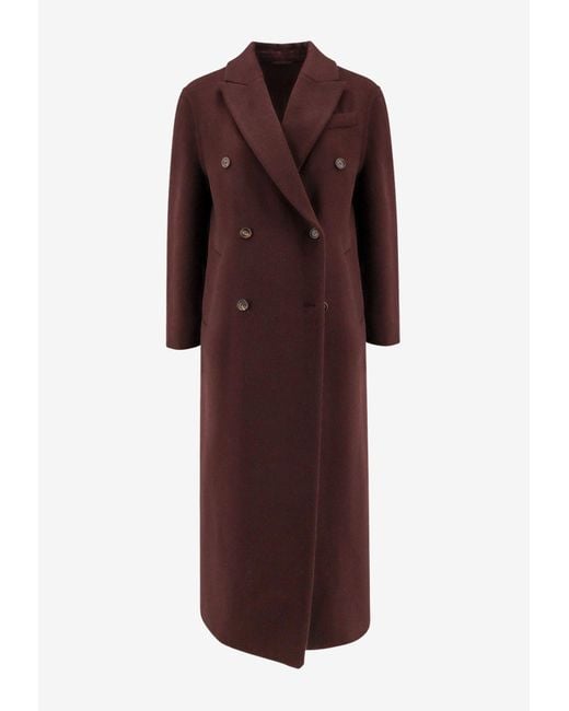 Brunello Cucinelli Purple Essential Double-Breasted Coat