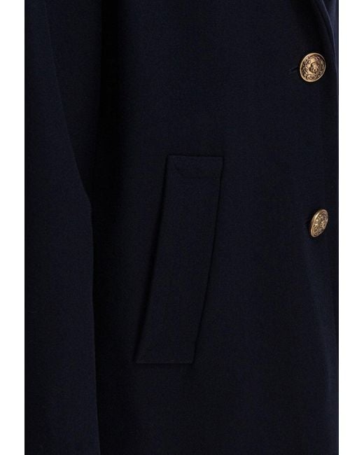 Golden Goose Deluxe Brand Blue Single-Breasted Wool Blend Coat