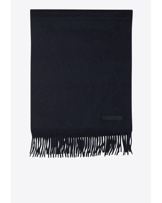 Zegna Blue Cashmere Fringed Scarf for men