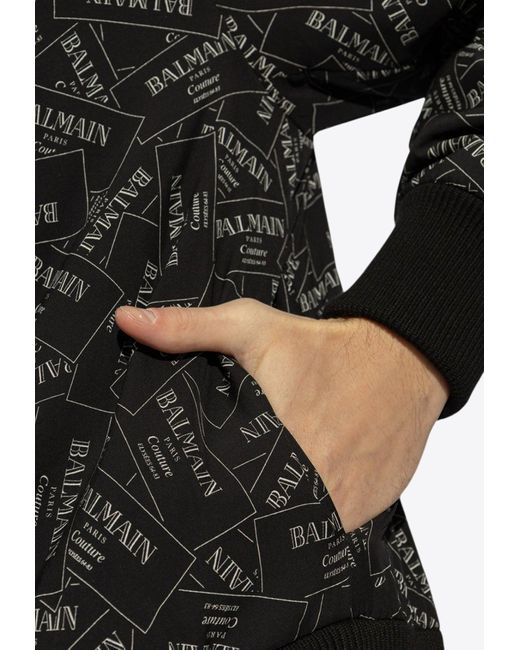 Balmain Black Monogram Bomber Jacket for men