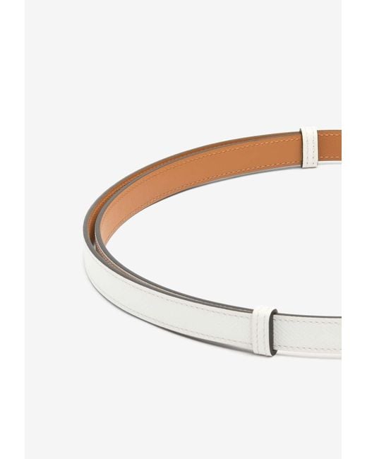 Hermès White Kelly 18 Epsom Leather Belt With Rose Buckle