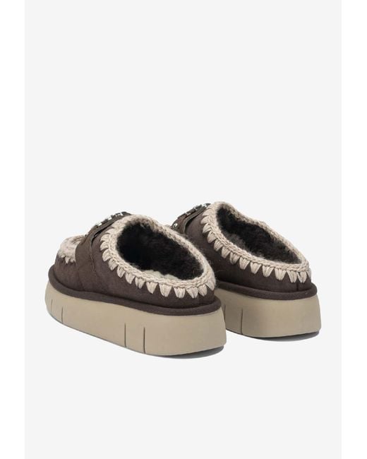 Mou Brown Bounce Suede Clogs