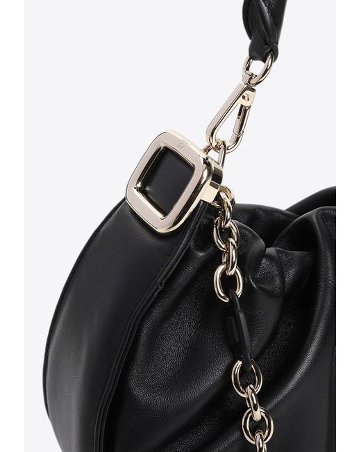 Roger Vivier Black Medium Hobo Viv' Choc Royal Top Handle Bag