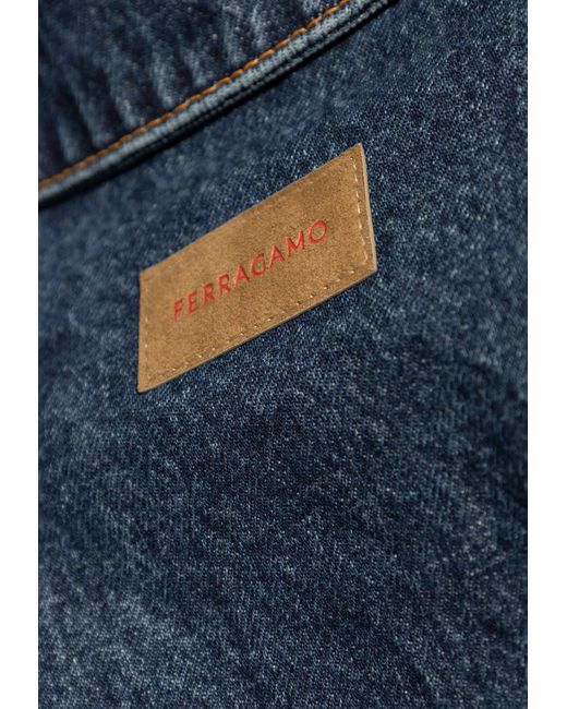 Ferragamo Blue Button-Up Denim Jacket for men