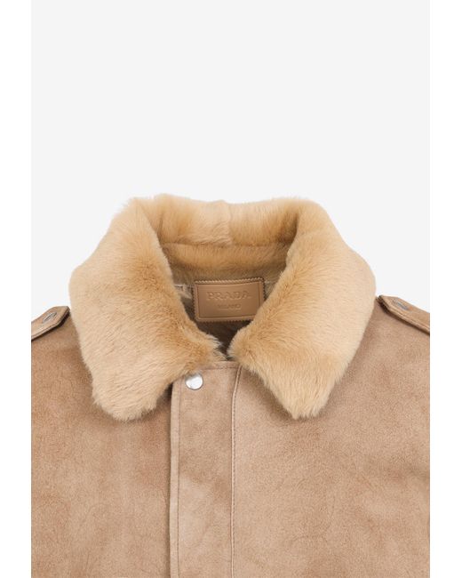 Prada Natural Suede Bomber Jacket