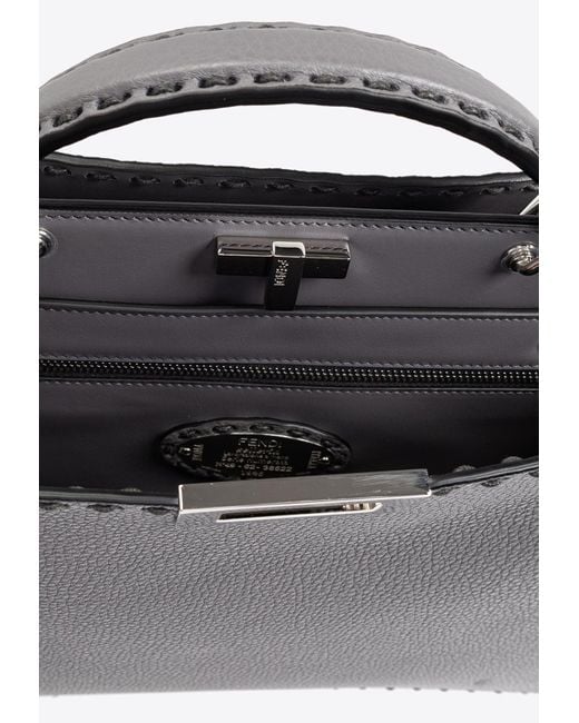 Fendi Gray Medium Peekaboo Iseeu Leather Top Handle Bag for men