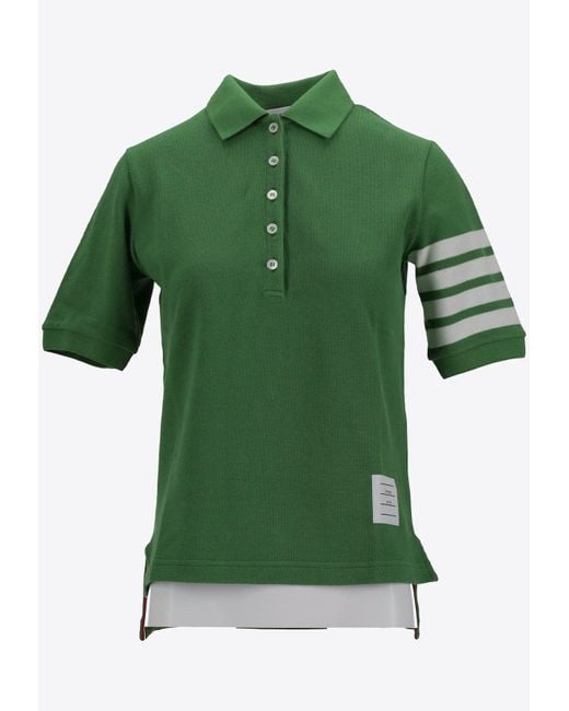 Thom Browne Green 4-Bar Stripes Polo T-Shirt